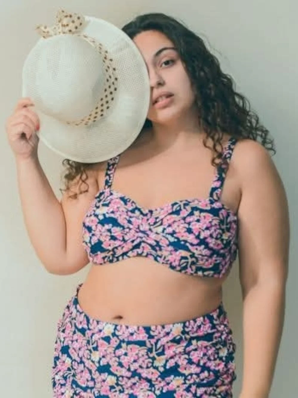 Two Piece Bikini Bandau Bra Top With Removable Straps High Waisted Skirtini 3X - Picture 14 of 15